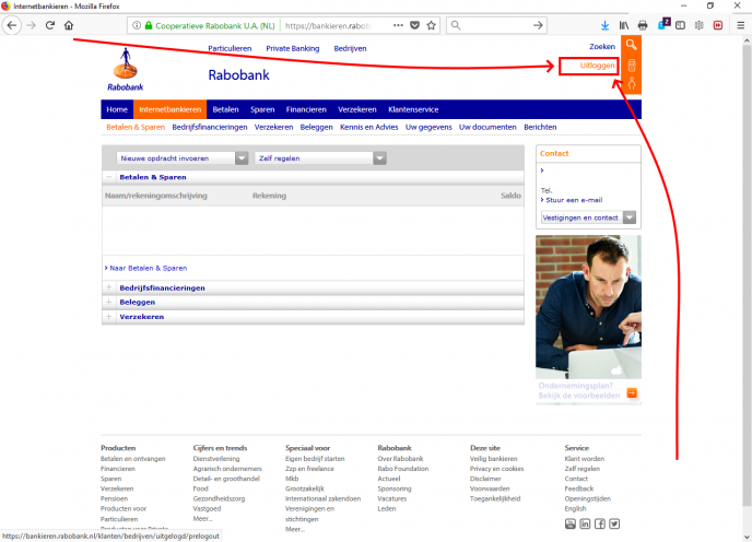 Ontbrekende uitlogpagina Rabo Internetbankieren (21-05-2019)
